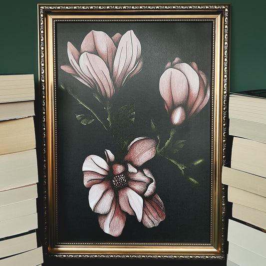 Midnight Magnolias - A3 Art Print