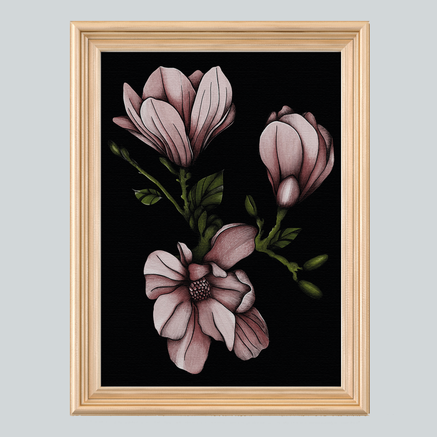 Midnight Magnolias - A3 Art Print