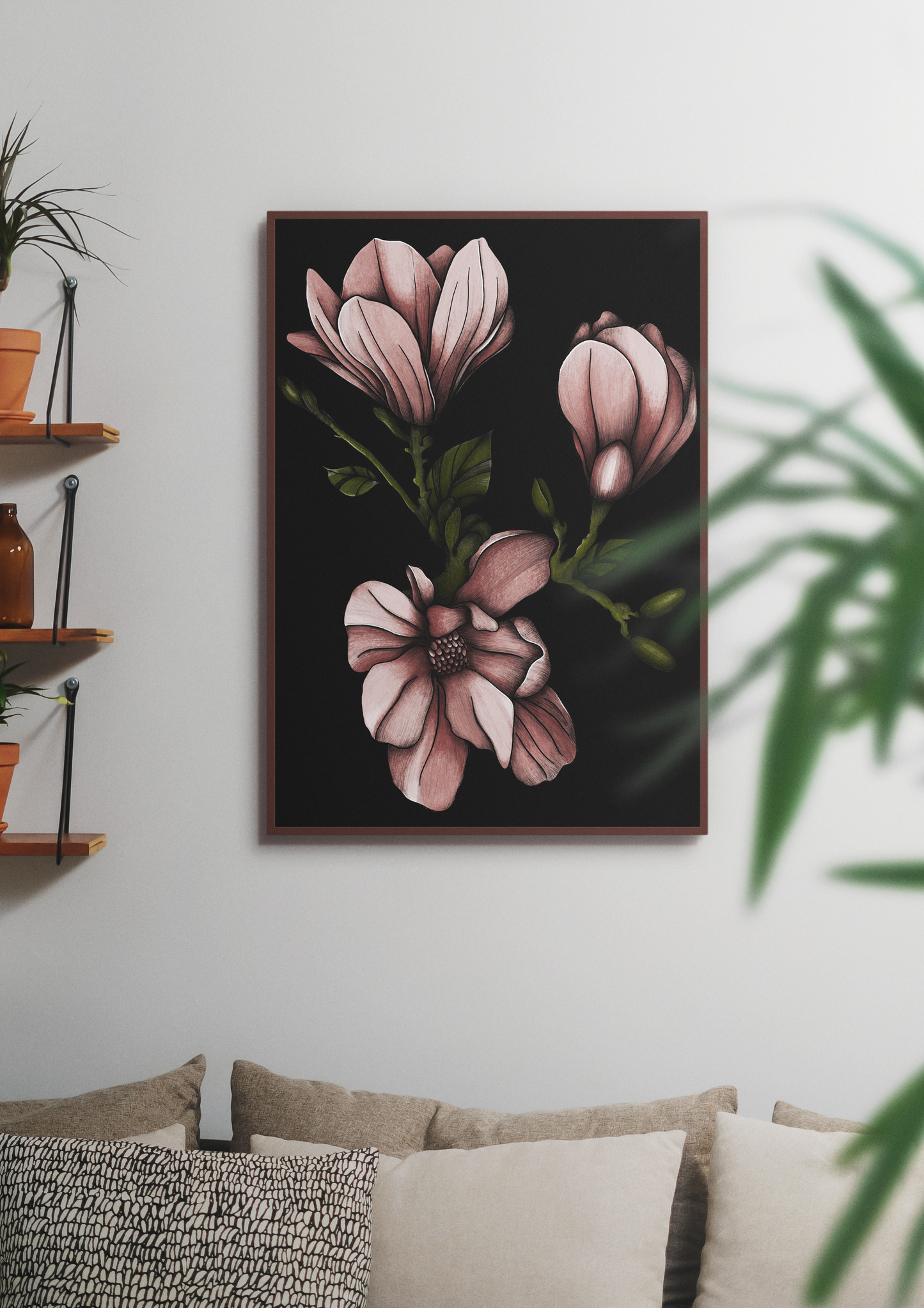 Midnight Magnolias - A3 Art Print